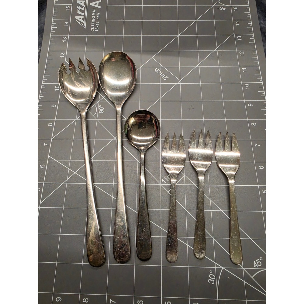 Vintage Eales 1779 Silverplated Italy Salad Serving Set and Appetizer Flatware